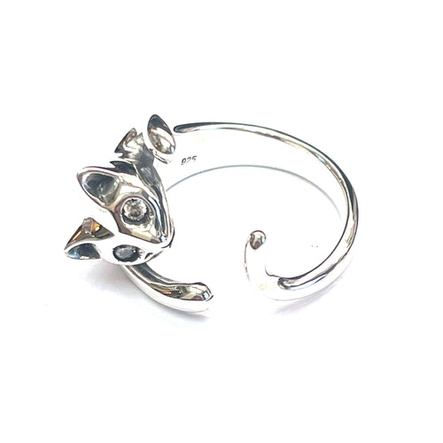 Cat silver ring