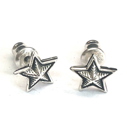 Double star studs silver earring with oxidize