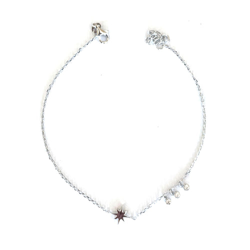Eight pointed star silver anklet