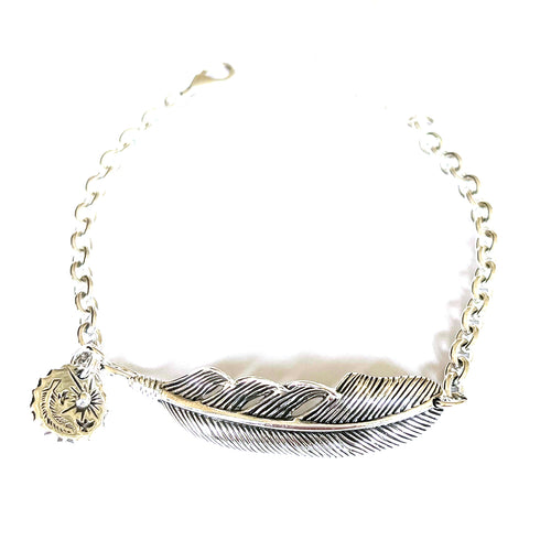 Feather silver bracelet