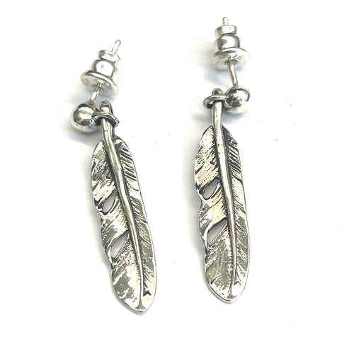 Feather studs silver earring