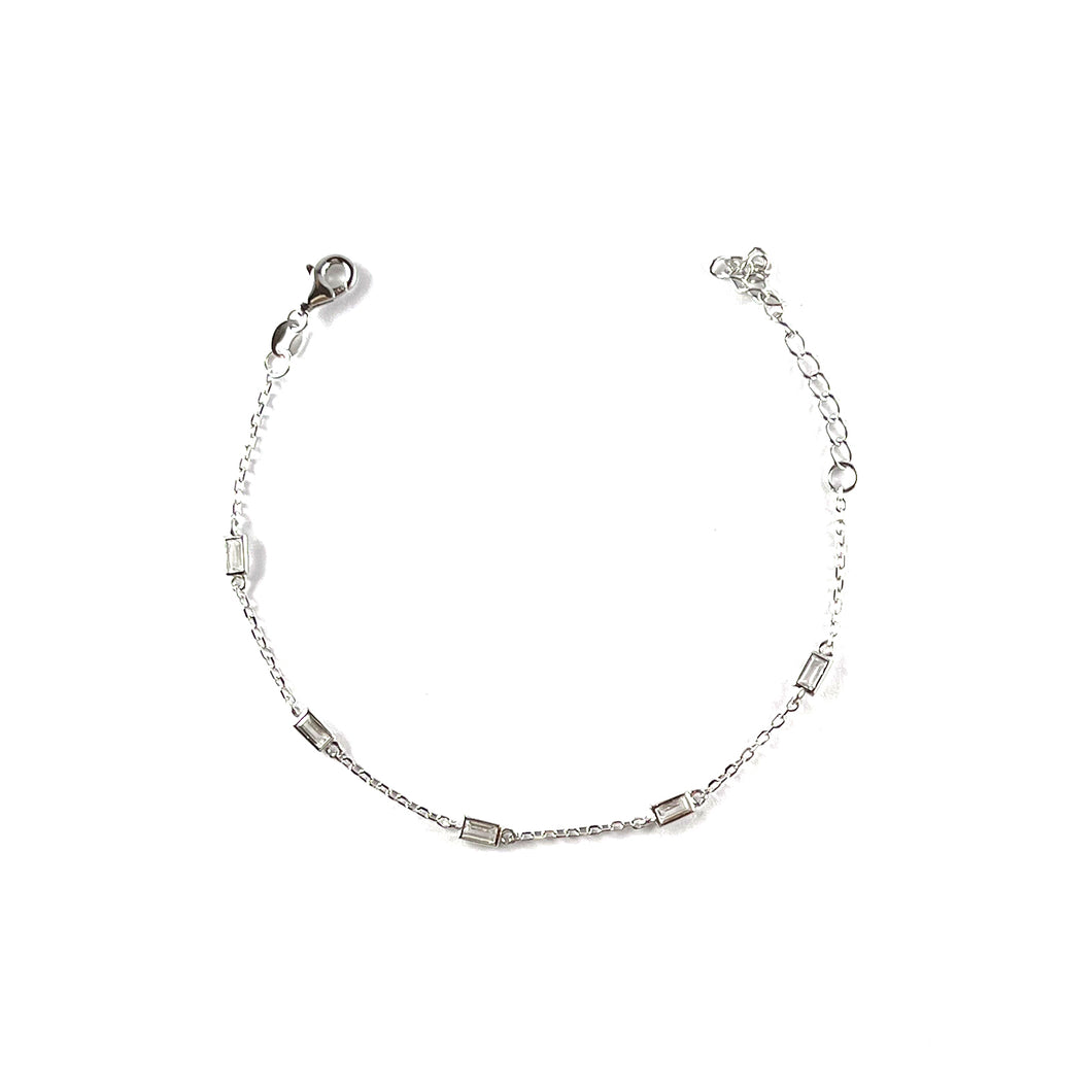Five rectangle stone silver bracelet