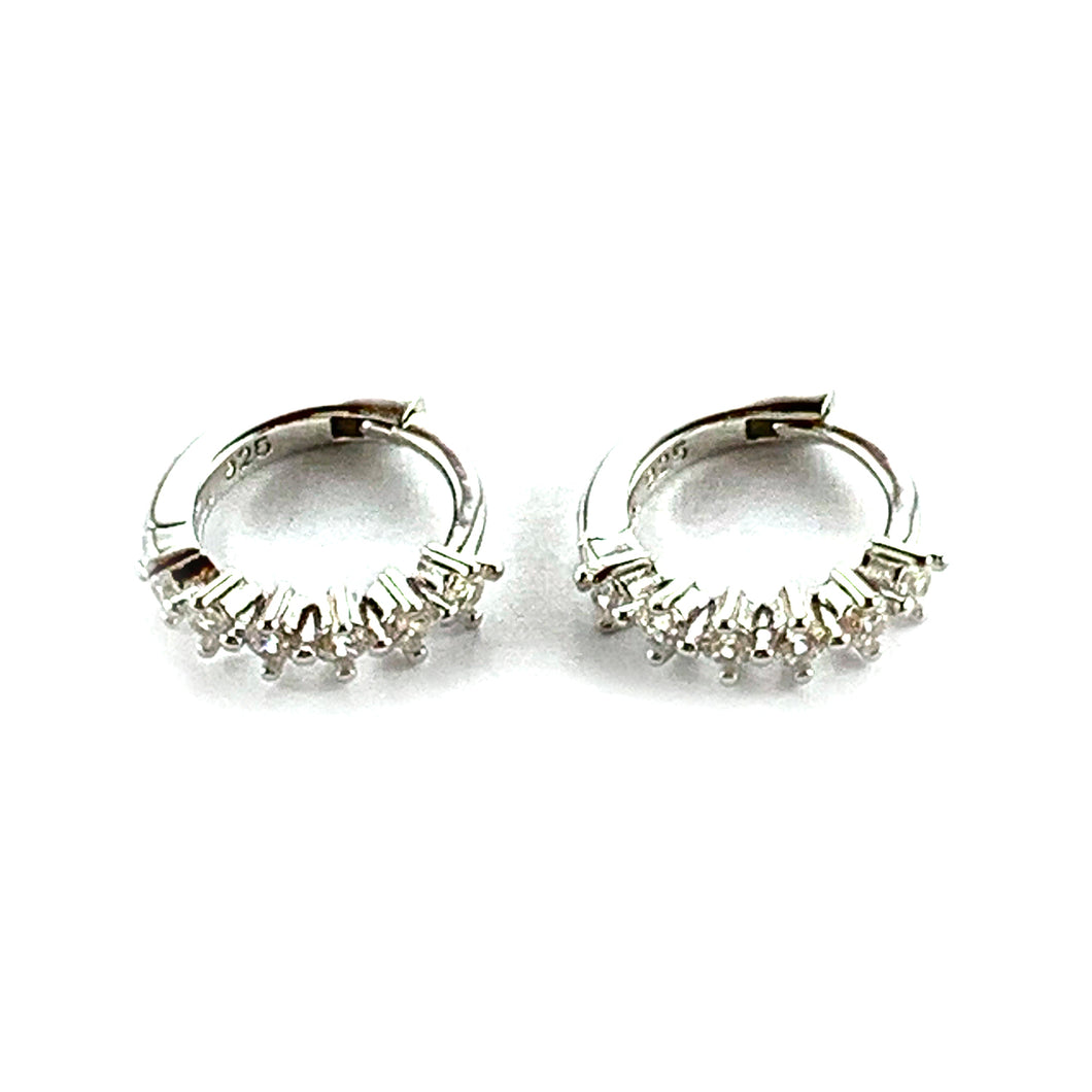 6 CZ silver circle earring