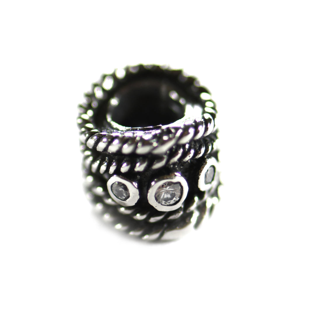 Basket silver beads with three CZ