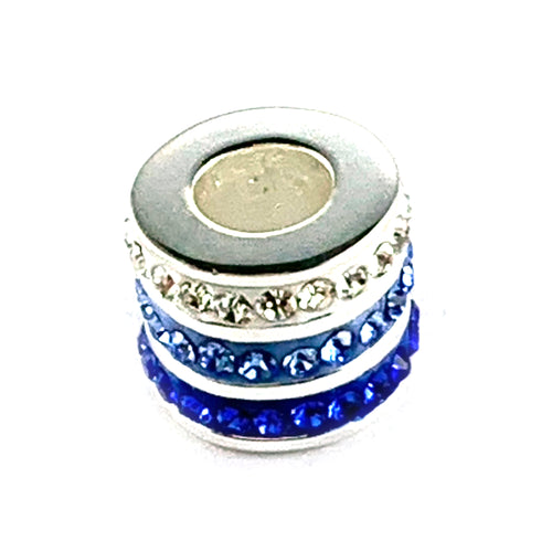 Blue light blue white silver beads with CZ