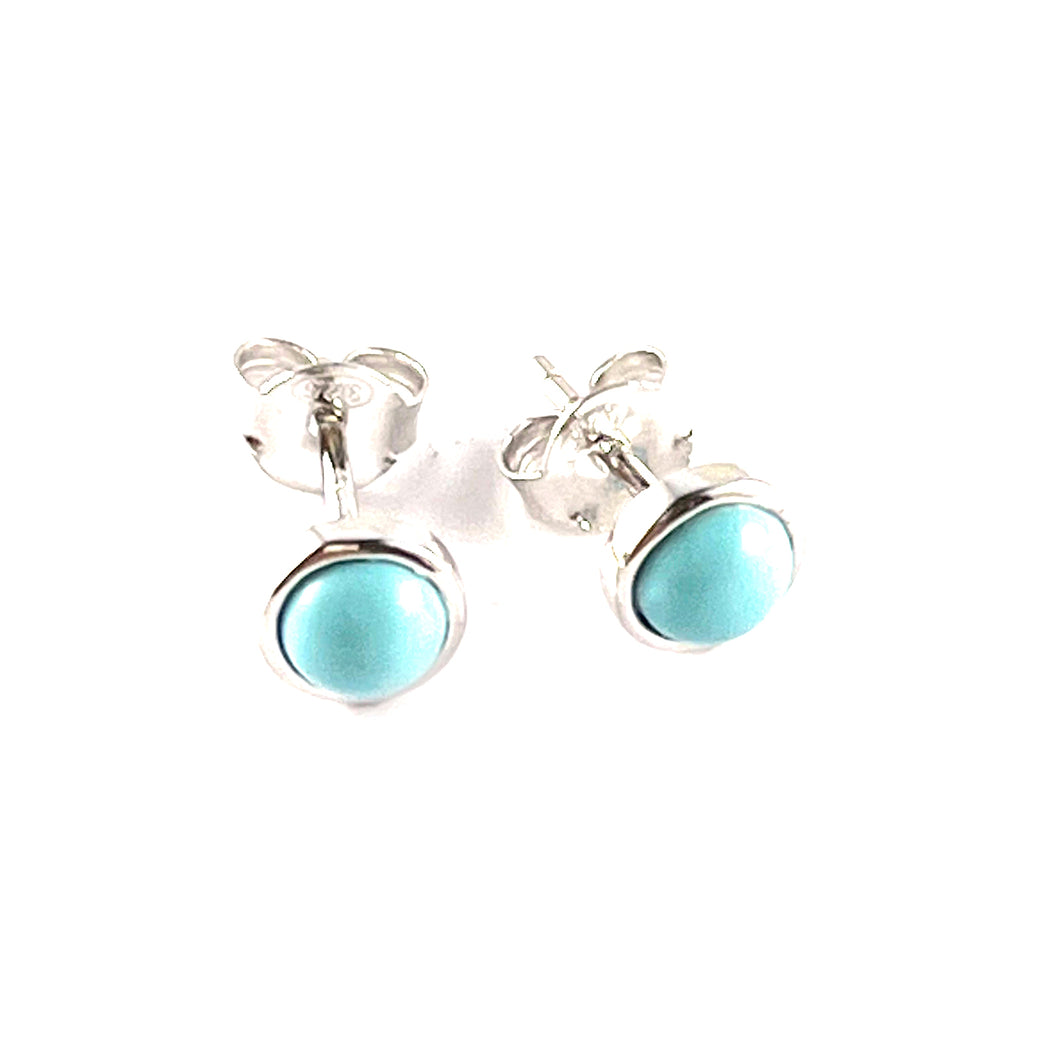 Circle silver earring with turquoise