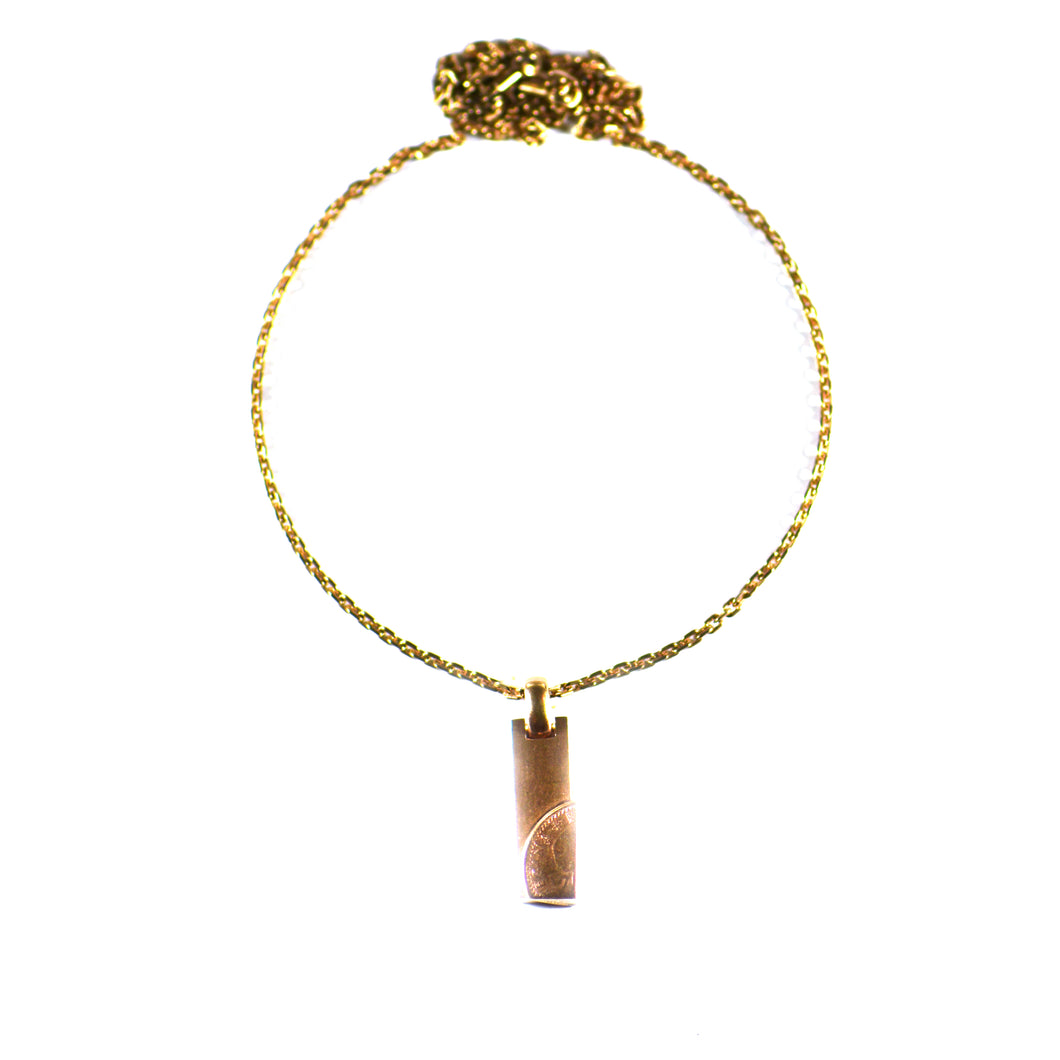 Coins pattern silver necklace with pink gold plating