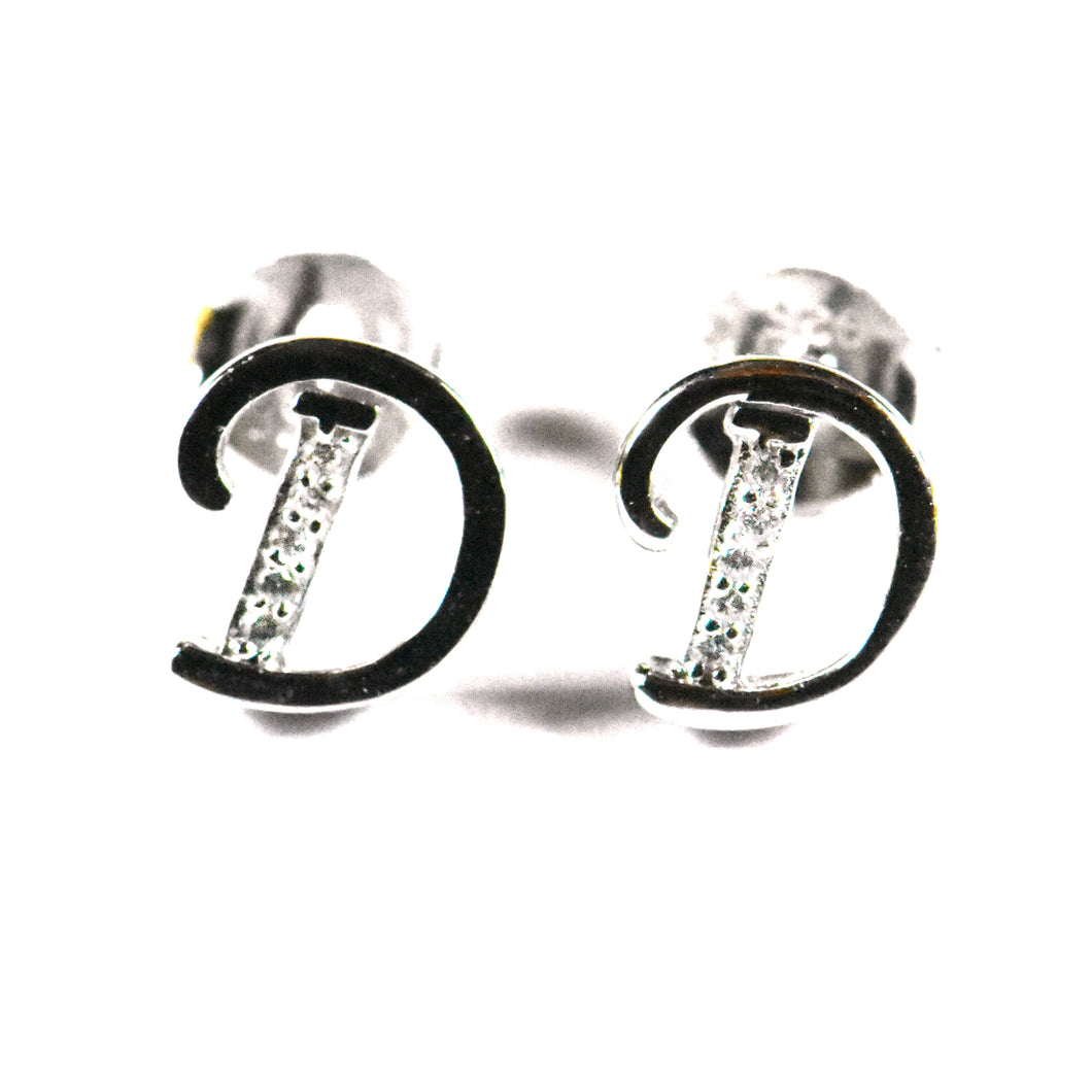 D silver earring with CZ