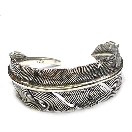 Feather silver bangle