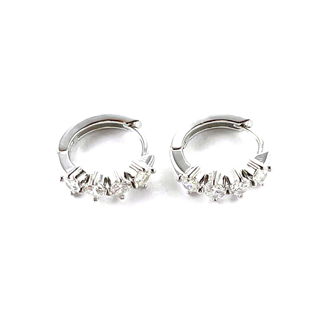 Four stone silver circle earring
