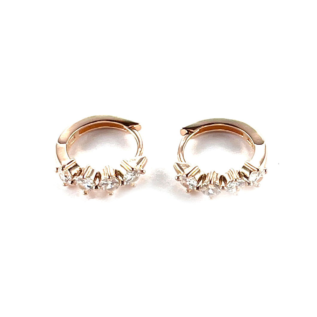 Four stone silver circle earring with pink gold plating