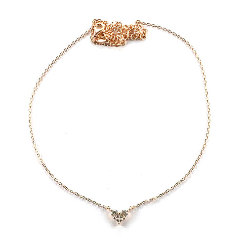 Heart CZ silver necklace with pink gold plating