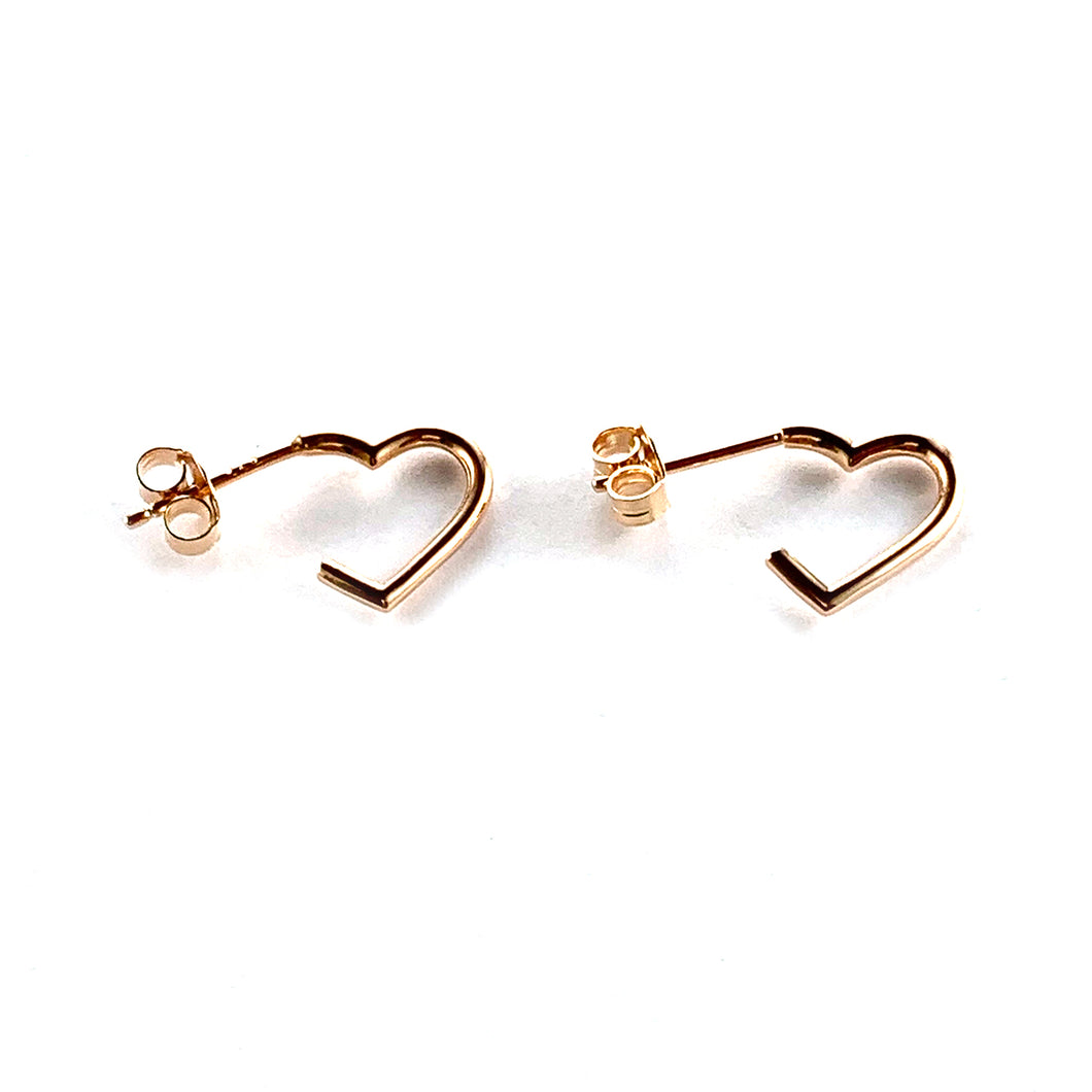 Heart silver circle earring with pink gold plating