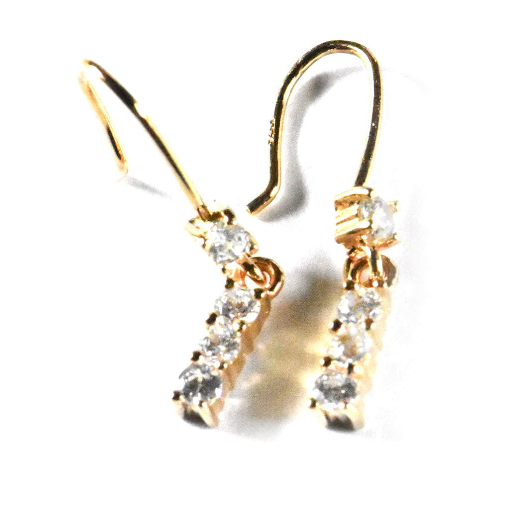 Hook silver earring with rectangle & CZ