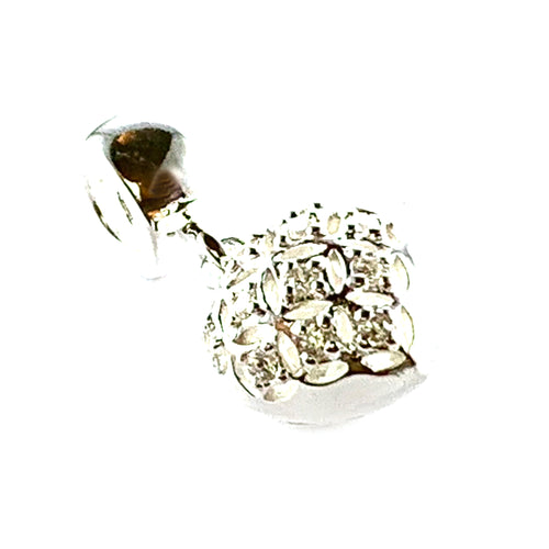 Lace heart silver beads with CZ