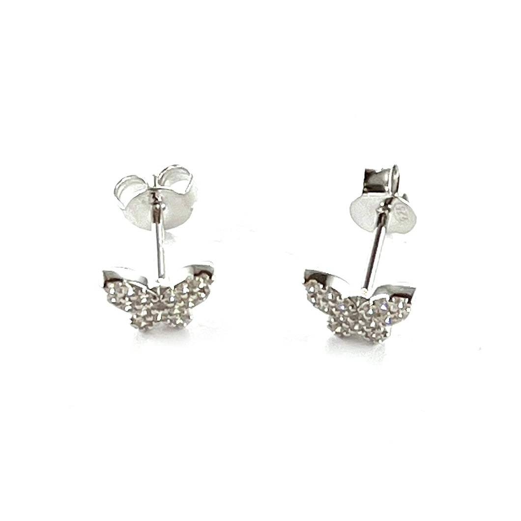 Mini butterfly silver earring with CZ