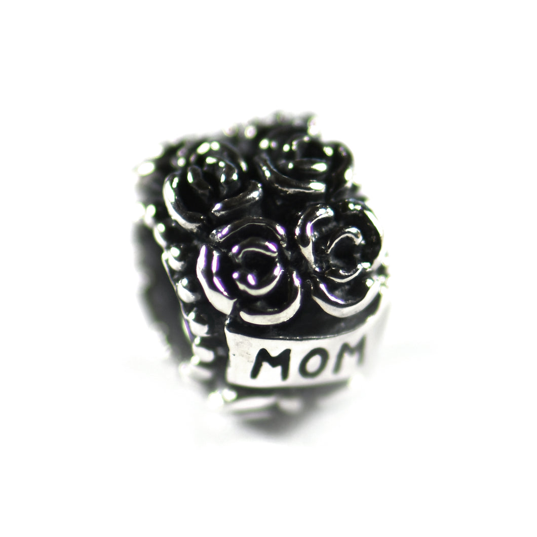 Mom with flower silver beads