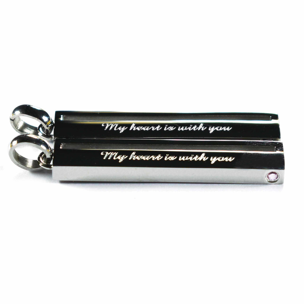 My heart is with you stainless steel couple pendant