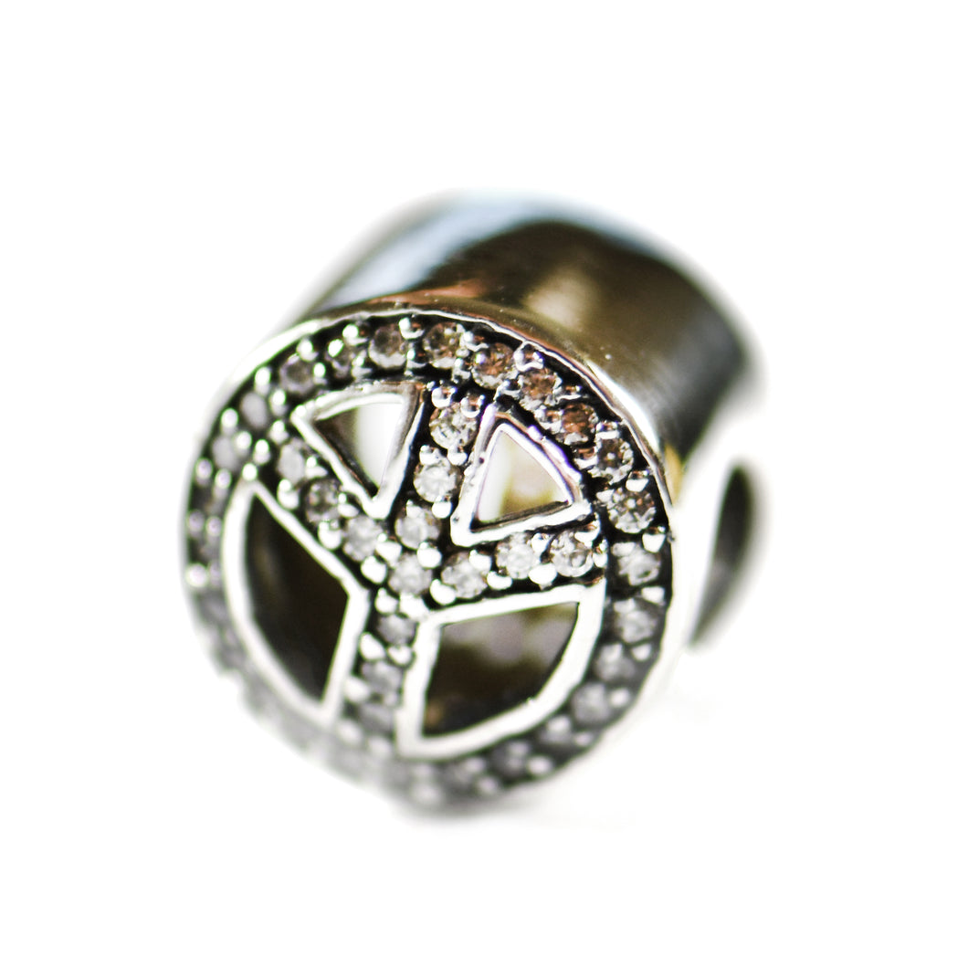 Peace silver beads with CZ