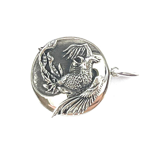 Phoenix & Tai Chi diagram silver pendant
