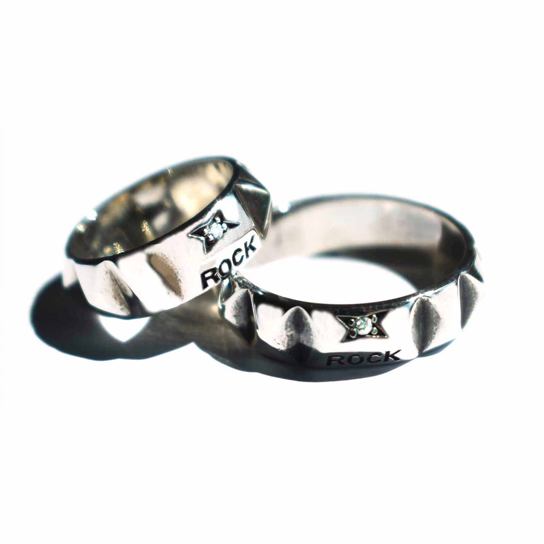 Rock silver couple ring