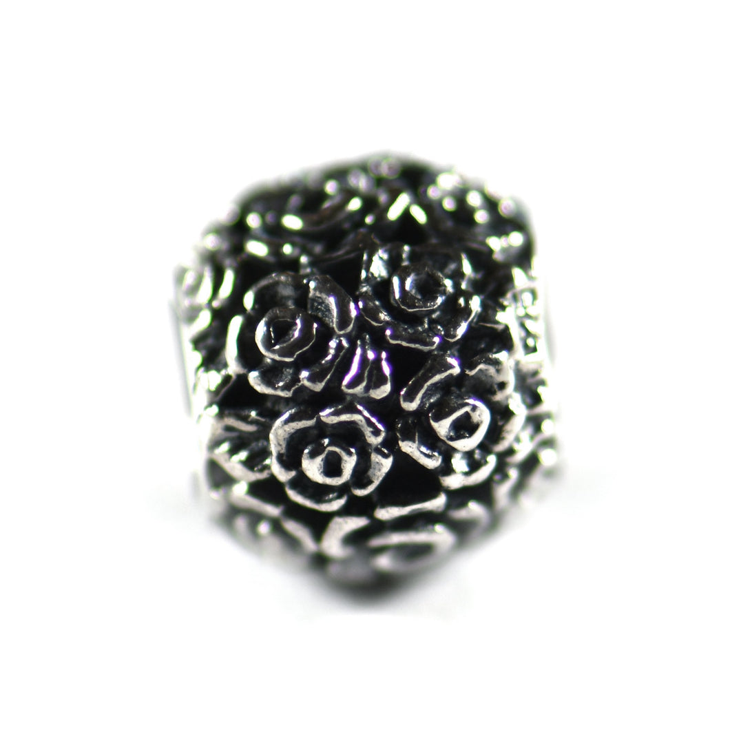 Rose pattern silver beads