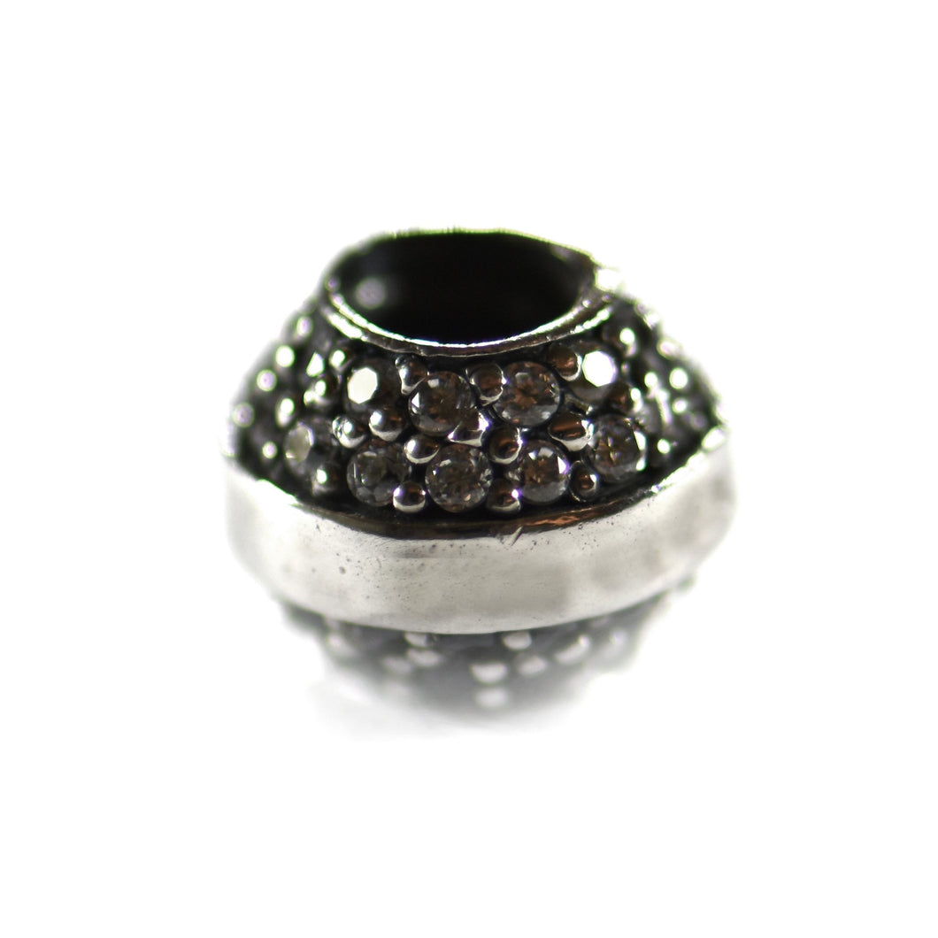 Silver beads with a bar & CZ