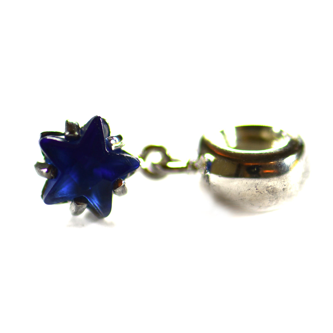 Silver beads with a blue star