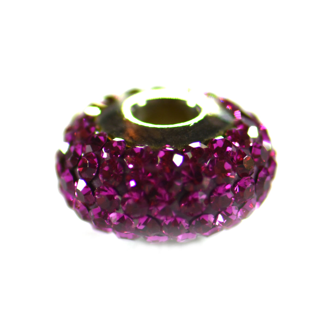 Silver beads with cherry red CZ
