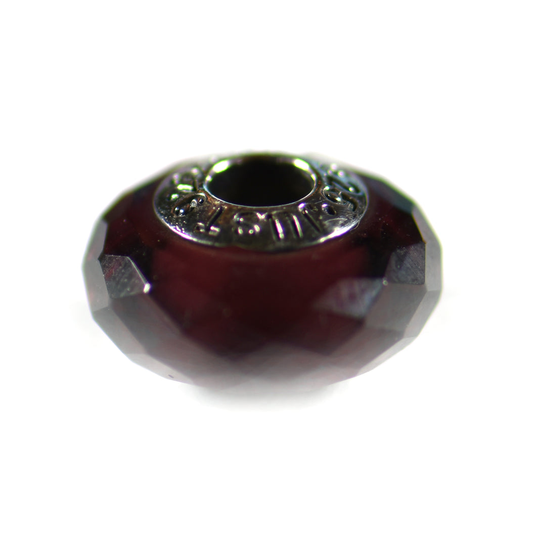 Silver beads with diamond cut purple CZ