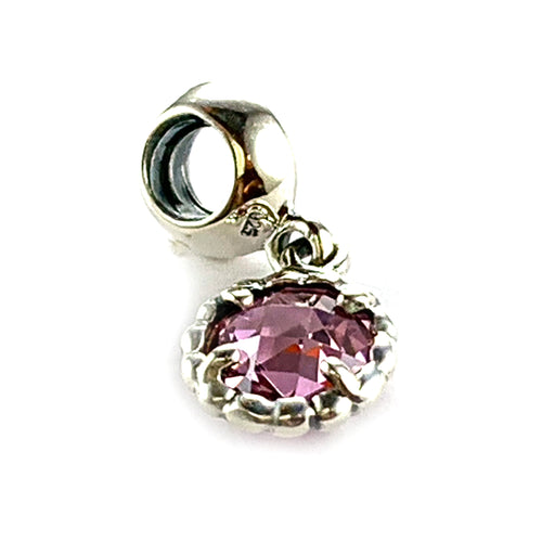 Silver beads with purple circle stone & diamond cut