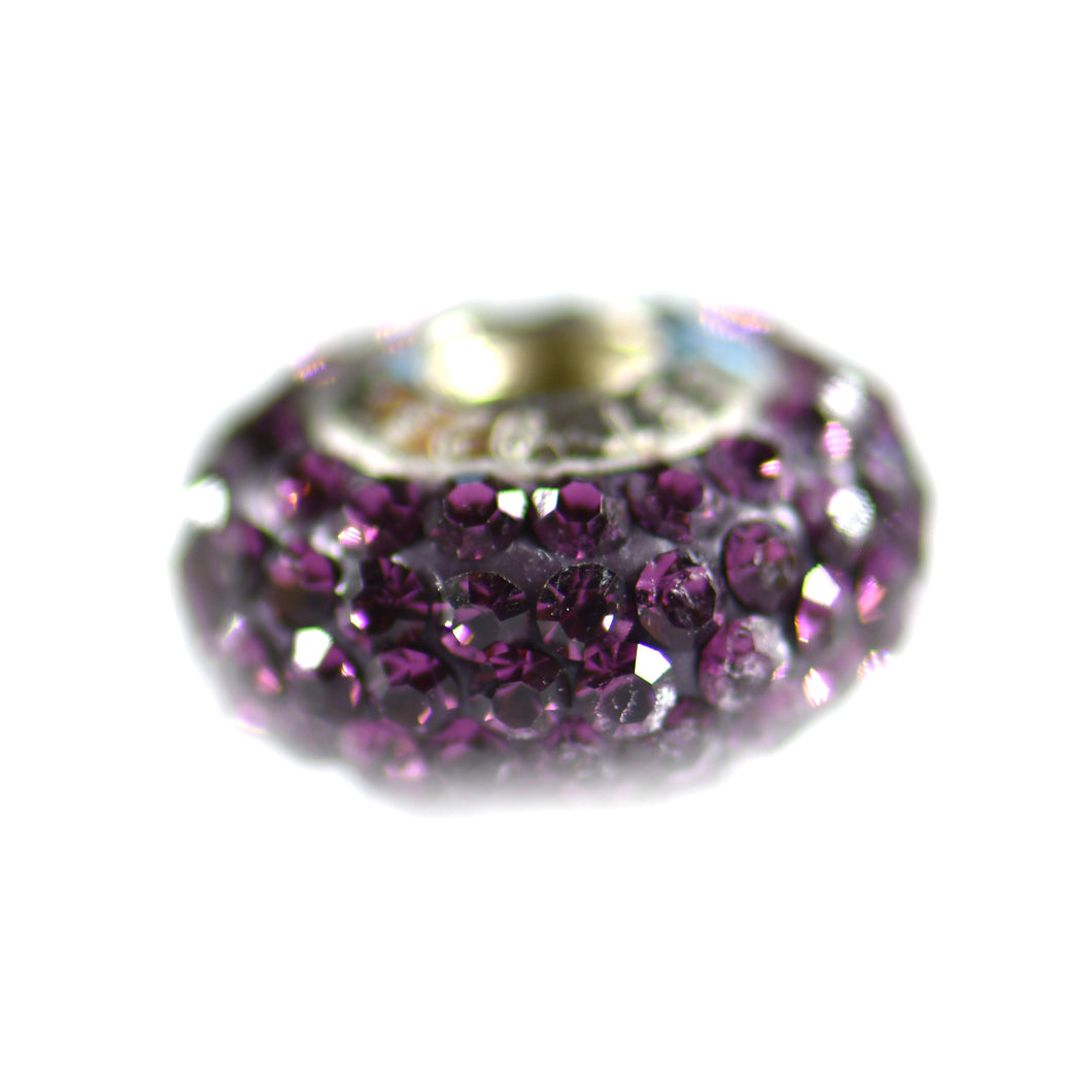 Silver beads with purple small CZ