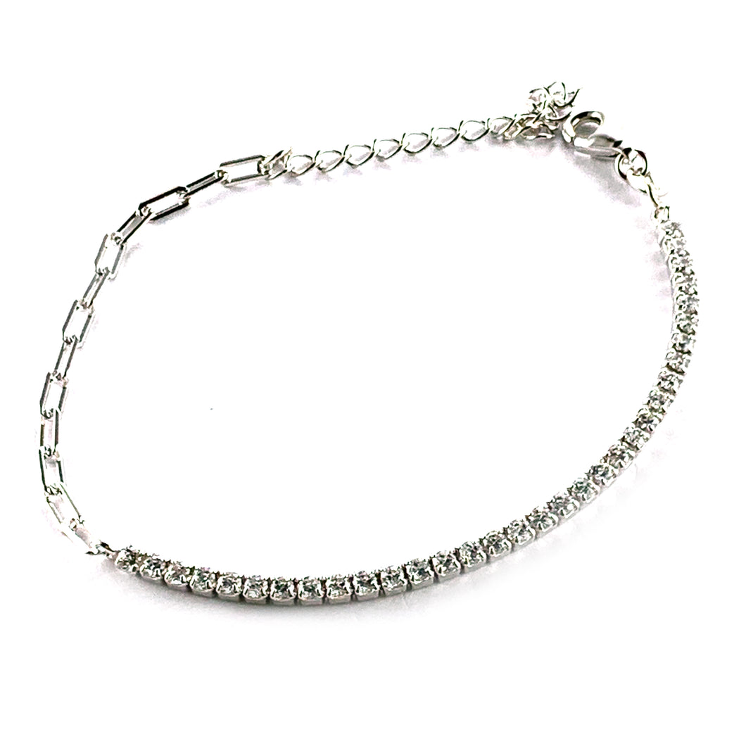 Square small CZ silver bracelet