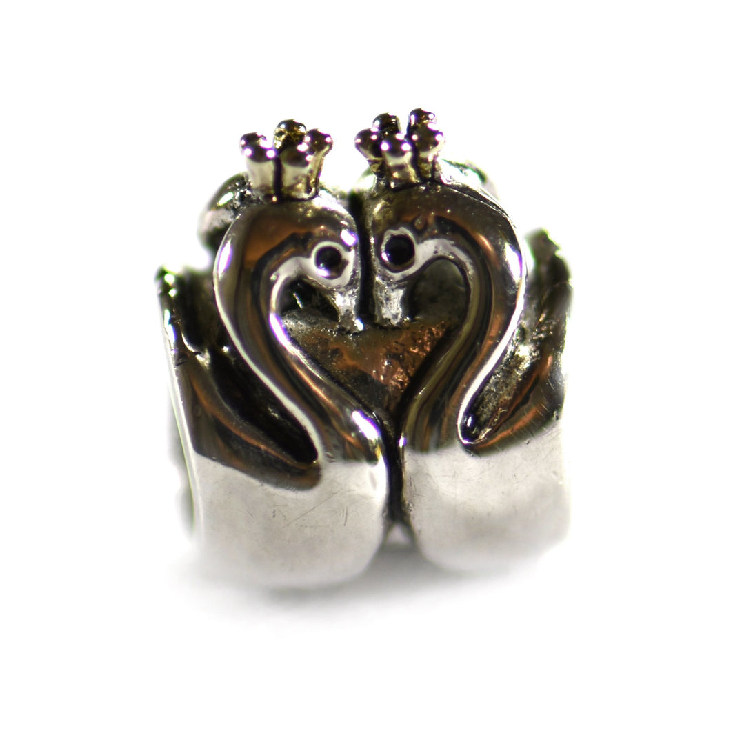Swan silver beads