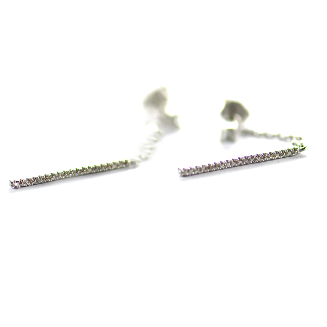 Silver earring with white CZ stick