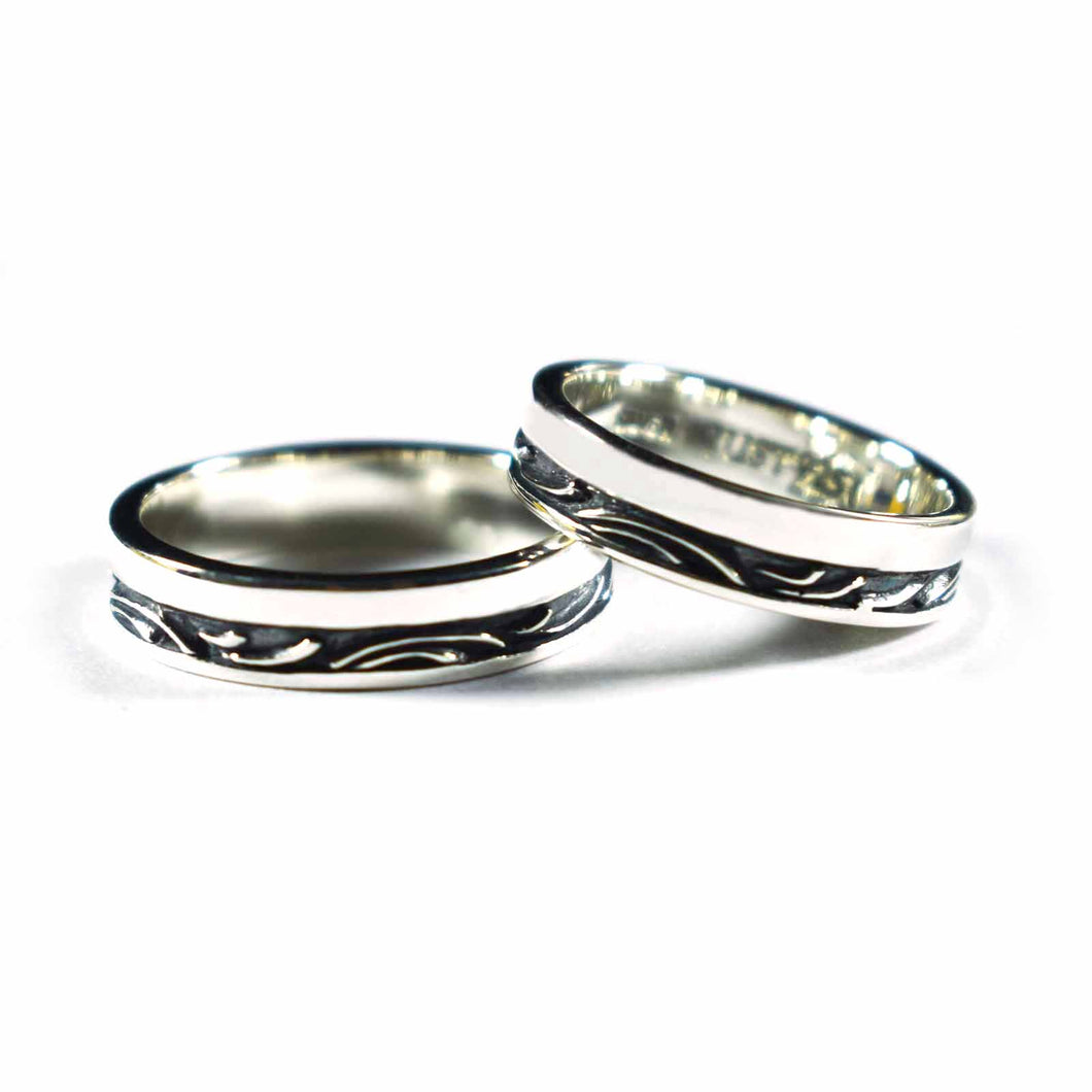 Wave silver couple ring