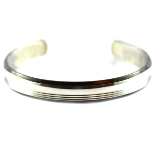 Three Line stainless steel bangle with black plating