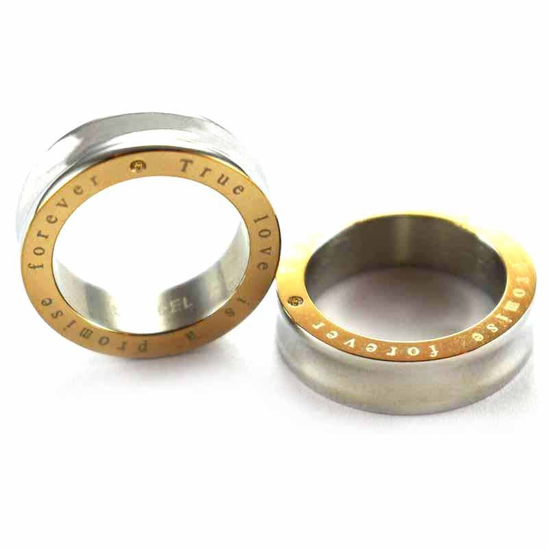 True love is a promise forever stainless steel couple ring