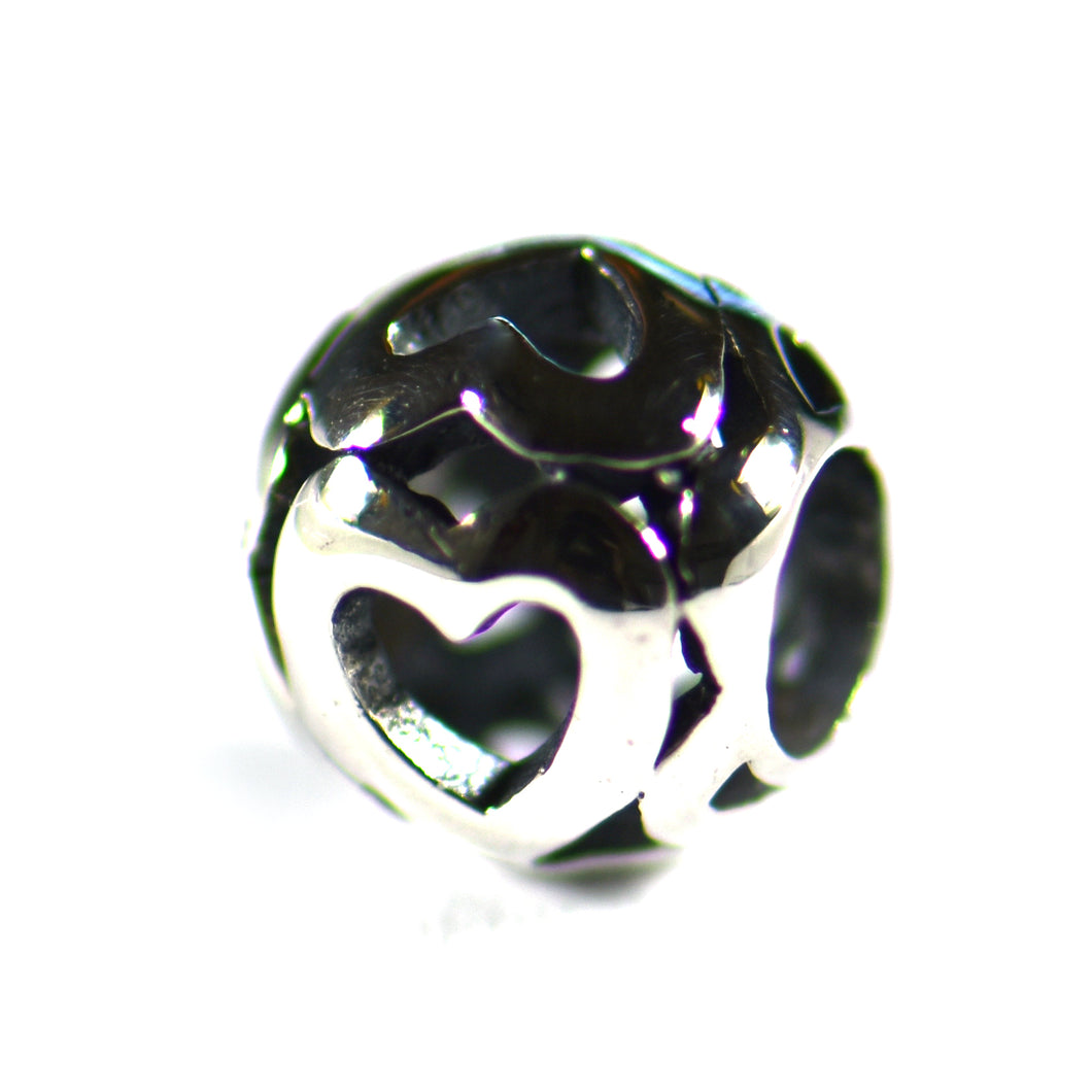 Two side of heart silver beads