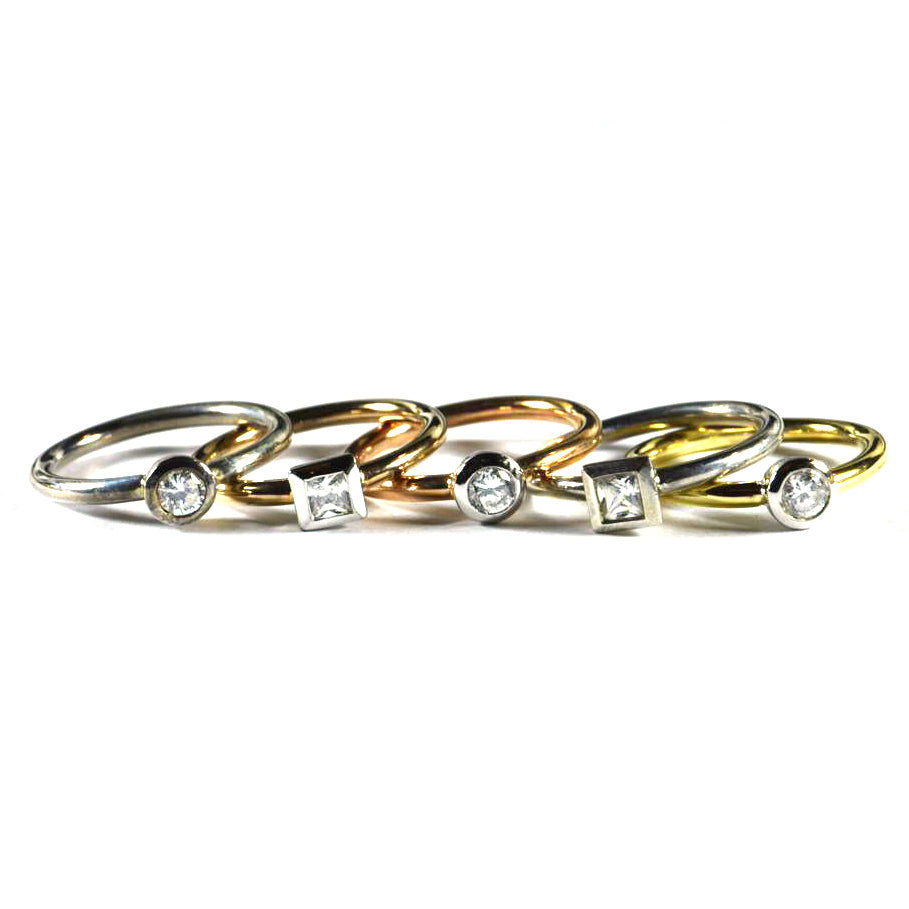 Geometry silver set ring