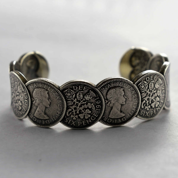 Silver coins bangle