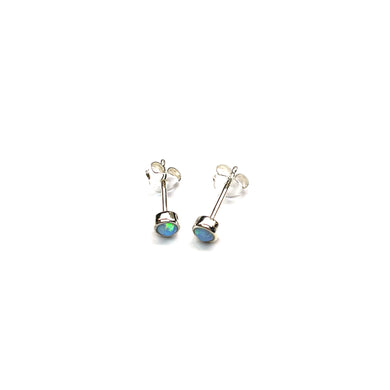 4mm opal stud silver earring