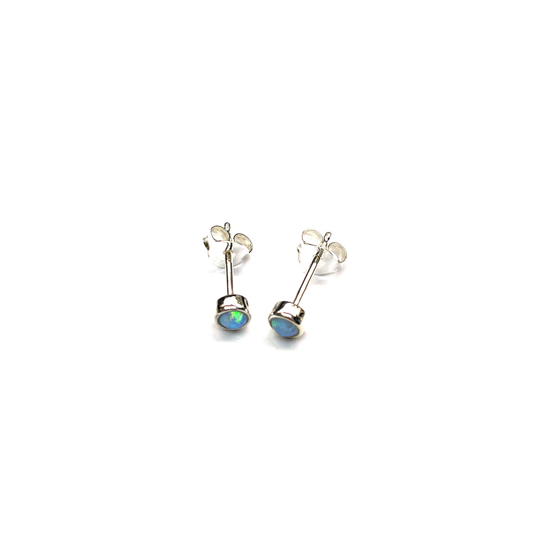 4mm opal stud silver earring