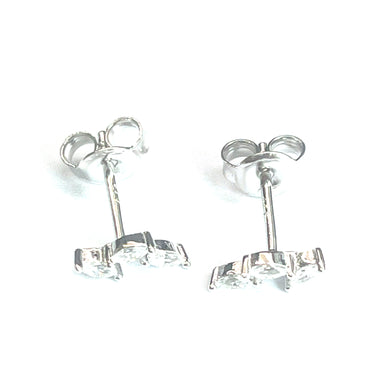 3 stone silver earring with white cz