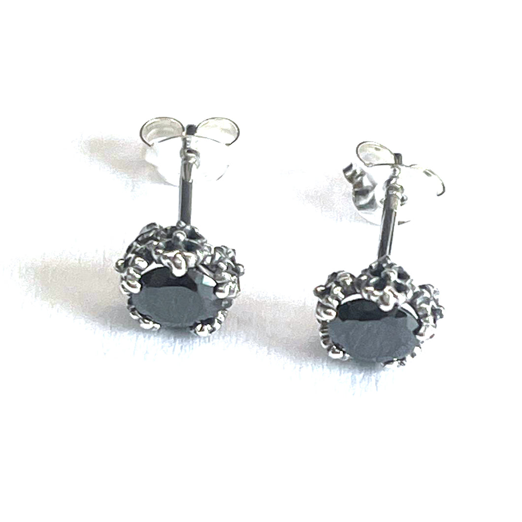 5mm black CZ silver studs earring