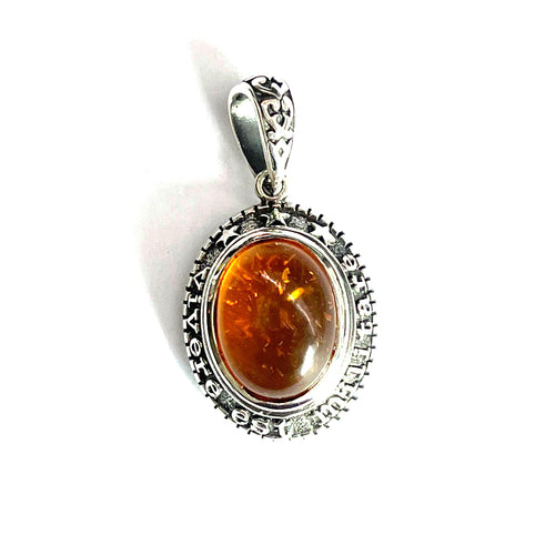 Amber silver pendant
