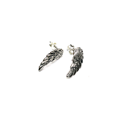 Angel wing silver stud earring