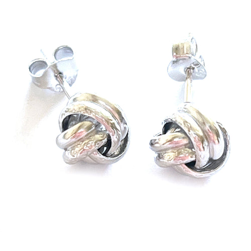 Ball of yarn studs silver earring