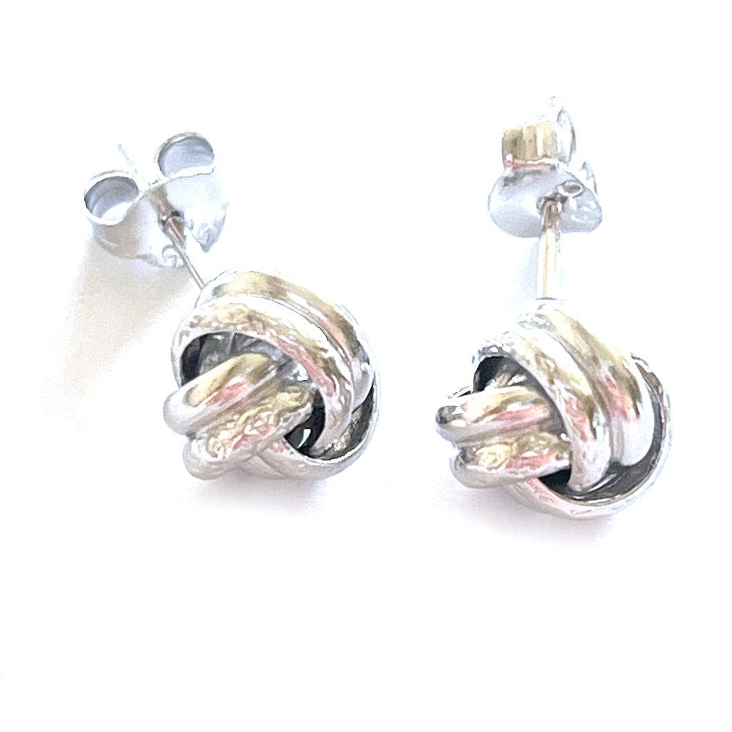 Ball of yarn studs silver earring