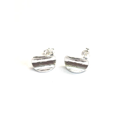 Bending circle studs silver earring